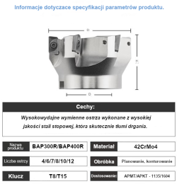 Głowica BAP 300R/400R do płytek APKT/APMT 1604 1135 Kortools