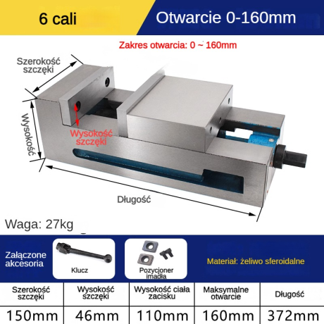 Go to product Precision Machine Vise 160mm Jaw Width MM POZIOM/PION