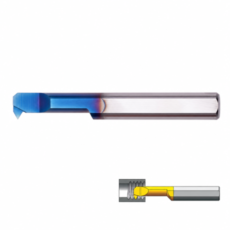 Przejdź do produktu Mini wytaczak gwintujący MIR-A VHM nano-blue - mikronóż do gwintów M w INOX i stalach hartowanych