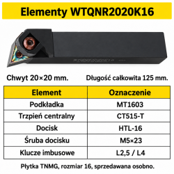 WTQNR2020K16 — oprawka i oznaczenia elementów