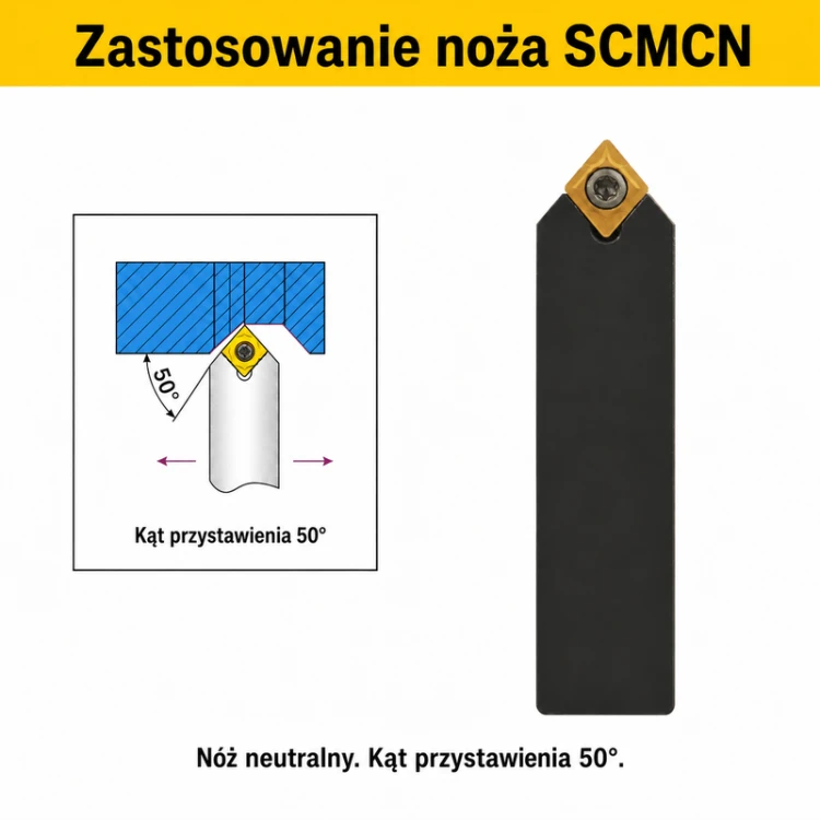 SCMCN-80 — zastosowanie neutralnego noża, przystawienie 50°
