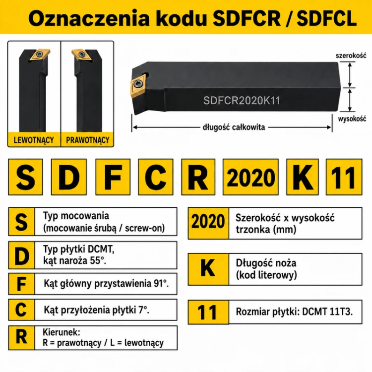 SDFCR SDFCL - oznaczenia DCMT przyłożenie i przystawienie