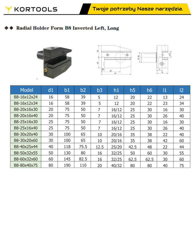 Oprawka, Uchwyt VDI B1/B2/B3/B4/B5/B6/B7 typ VDI16 VDI20 VDI25 VDI30 VDI40 VDI50 VDI60 VDI80 do tokarki CNC