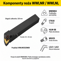 WWLNR2525M08 — wymiary i komponenty