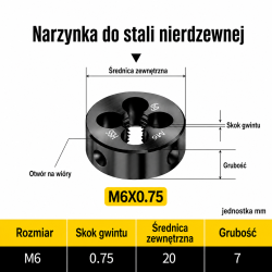 Narzynka INOX M6x0.75