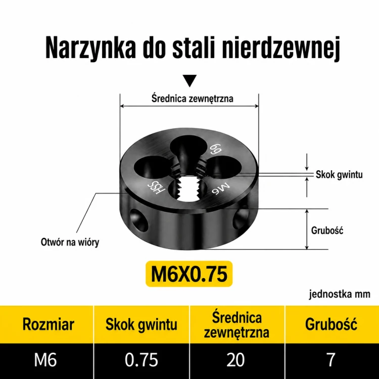 Narzynka INOX M6x0.75
