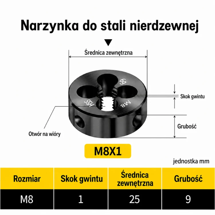 Narzynka INOX M8x1