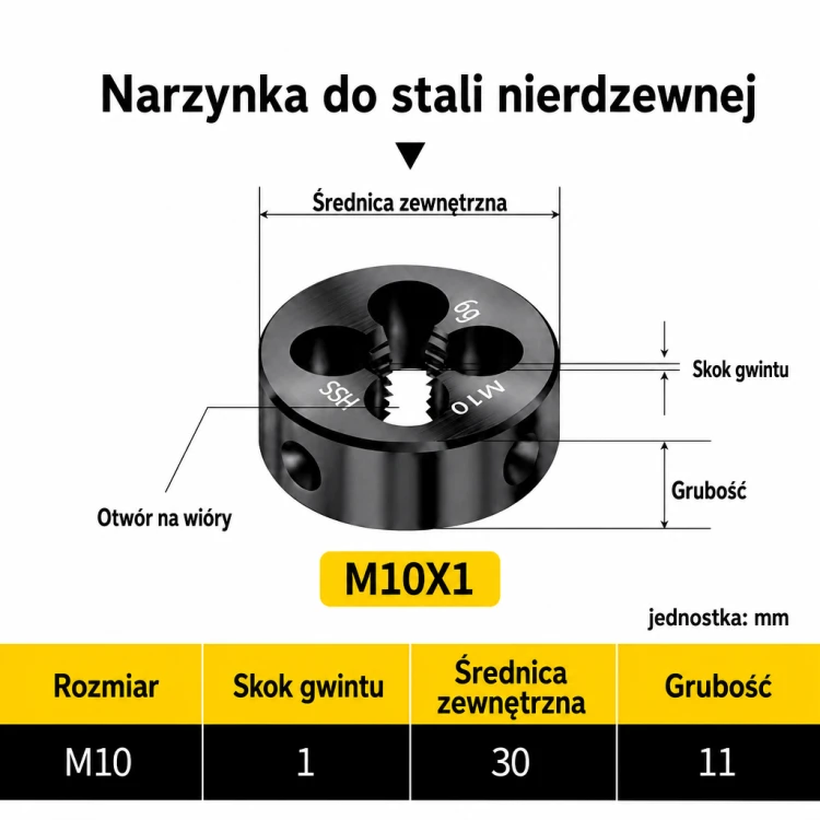 Narzynka INOX M10x1