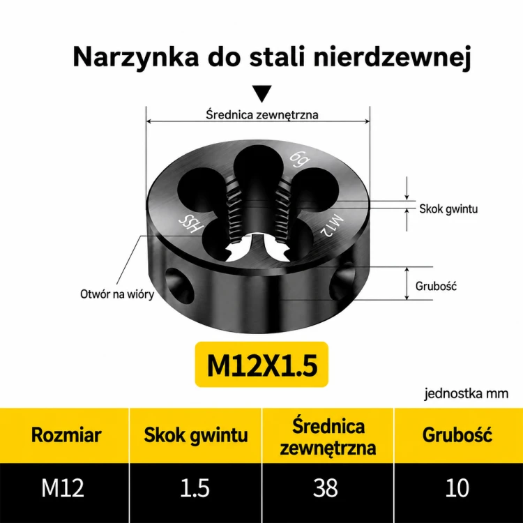Narzynka INOX M12*1.5