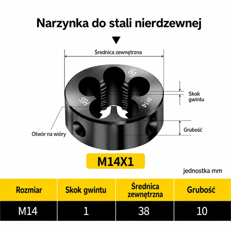 Narzynka INOX M14x1