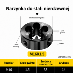 Narzynka INOX M16x1.5