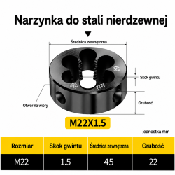 Narzynka INOX M22x1.5