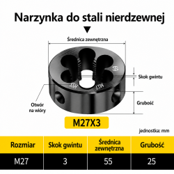 Narzynka INOX M27x3