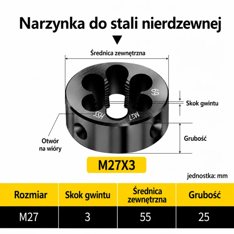 Narzynka INOX M27x3