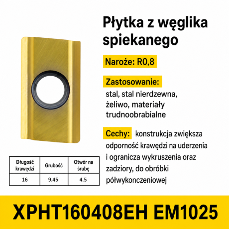 Przejdź do produktu Płytki frezarskie XPHT / XPMT / XPKT 160408 do głowicy H45T04R, węglik powlekany (paczka 10 szt.)