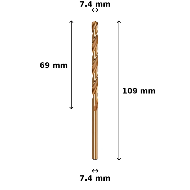 Wiertło kobaltowe Ø7.4 mm