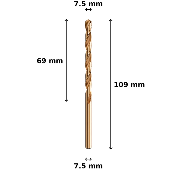 Wiertło kobaltowe Ø7.5 mm