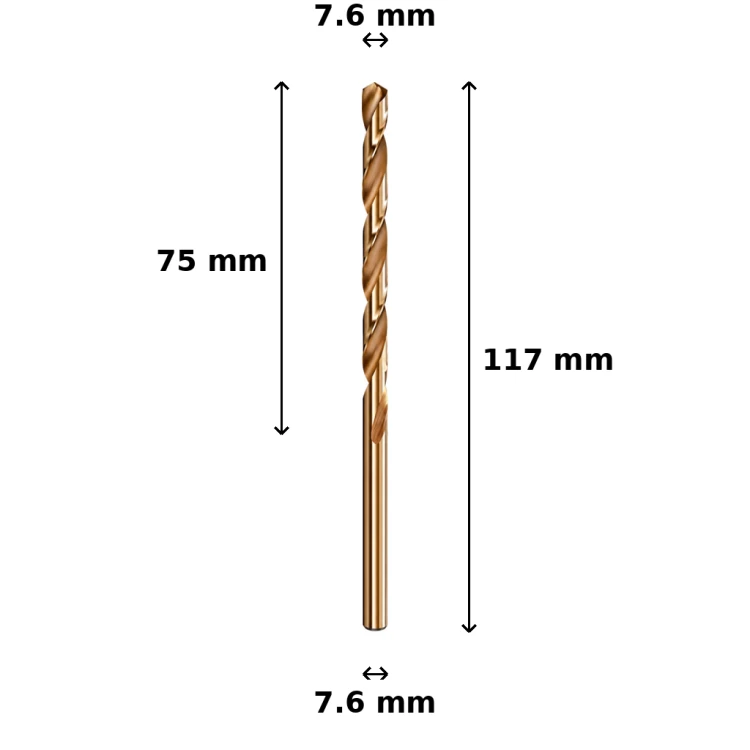 Wiertło kobaltowe Ø7.6 mm