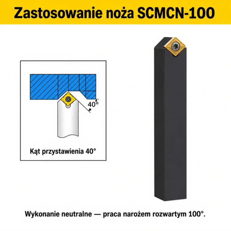 SCMCN-100 — toczenie narożem rozwartym 100°, przystawienie 40°