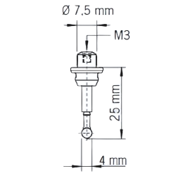 Premium HAIMER 3D Tester Koncówka Rylec Zamiennik z Rubinową Końcówką, Średnica 4 mm, M3, Ceramiczny Trzpień