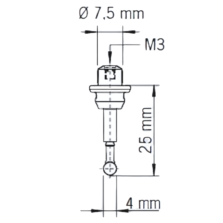Premium HAIMER 3D Tester Koncówka Rylec Zamiennik z Rubinową Końcówką, Średnica 4 mm, M3, Ceramiczny Trzpień