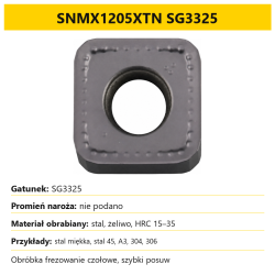 Plytka frezarska SNMX1205XTN SG3325 - dobor gatunku