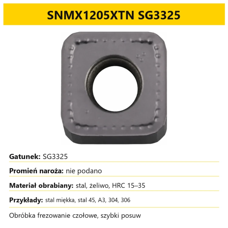 Plytka frezarska SNMX1205XTN SG3325 - dobor gatunku