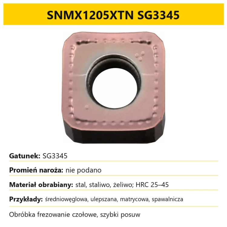 Plytka frezarska SNMX1205XTN SG3345 - dobor gatunku