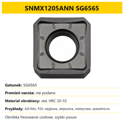 Plytka frezarska SNMX1205ANN SG6565 - dobor gatunku