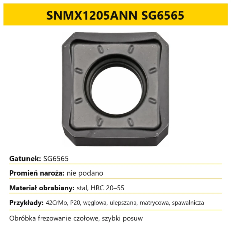Plytka frezarska SNMX1205ANN SG6565 - dobor gatunku
