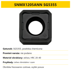 Plytka frezarska SNMX1205ANN SG5355 - dobor gatunku