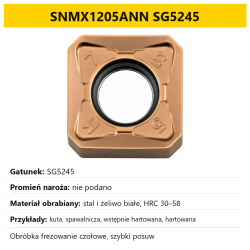 Plytka frezarska SNMX1205ANN SG5245 - dobor gatunku