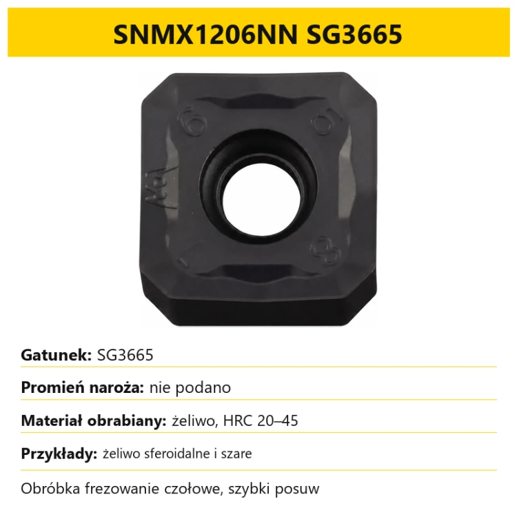 Plytka frezarska SNMX1206NN SG3665 - dobor gatunku