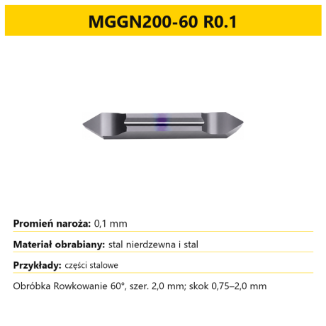 Go to product MGGN insert 55⁰ 60⁰ 90⁰ for VHM grooves (10 pcs.)