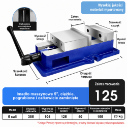CNC machine vise — corrected dimension card — variant 45004