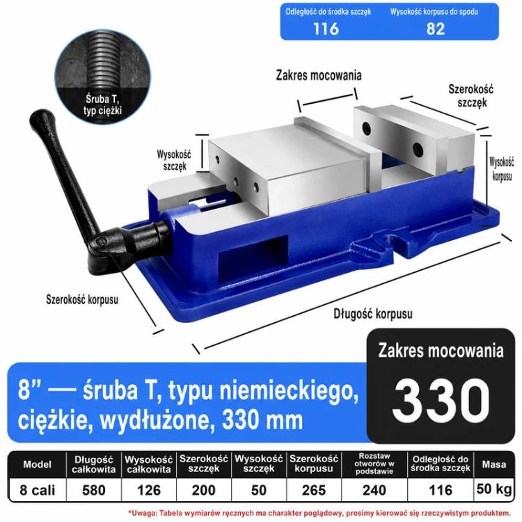 CNC machine vise — corrected dimension card — variant 45027