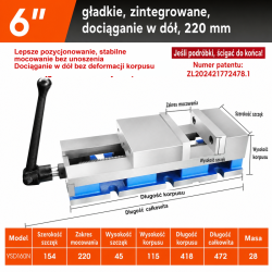 CNC machine vise — corrected dimension card — variant 45035