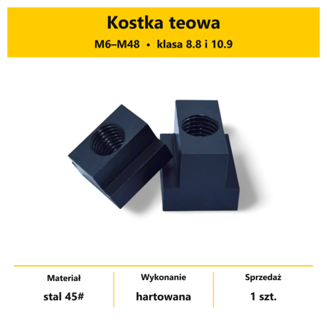 Przejdź do produktu Kostka teowa / nakrętka teowa do rowka T stołu obrabiarki CNC, M6–M48, klasa 8.8 i 10.9