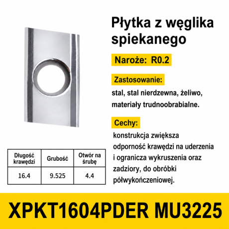 Przejdź do produktu Płytki frezarskie XPHT / XPMT / XPKT 160408 do głowicy H45T04R, węglik powlekany (paczka 10 szt.)