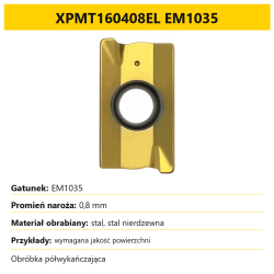 Płytka XPMT160408EL EM1035 — karta wariantu