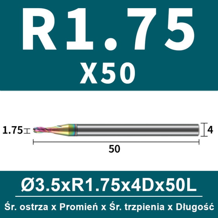 Frez kulowy, kula 2-ostrzowy VHM powłoka DLC_ (7).jpg