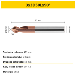 Fazownik 90° — 3x3D50Lx90°