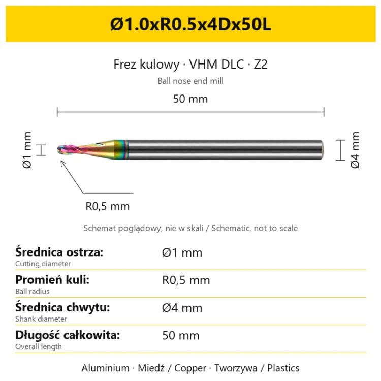DuraEdge Alu DLC Z2 Ø1.0xR0.5x4Dx50L