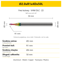 DuraEdge Alu DLC Z2 Ø2.0xR1x4Dx50L