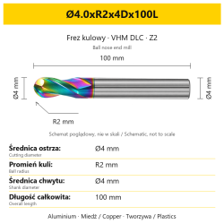 DuraEdge Alu DLC Z2 Ø4.0xR2x4Dx100L