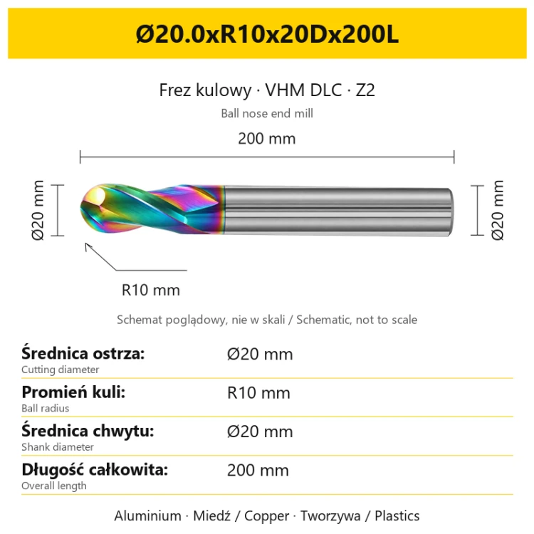DuraEdge Alu DLC Z2 Ø20.0xR10x20Dx200L