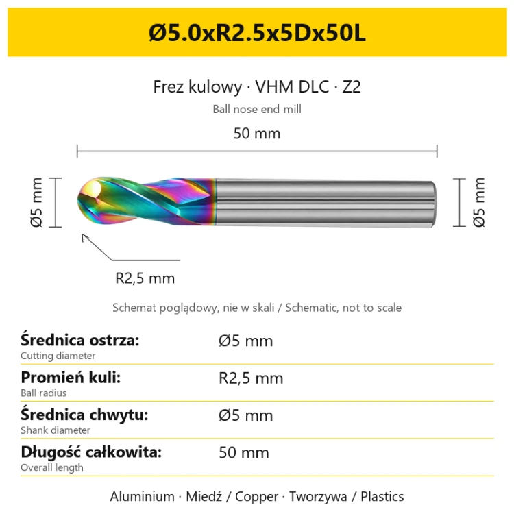 DuraEdge Alu DLC Z2 Ø5.0xR2.5x5Dx50L