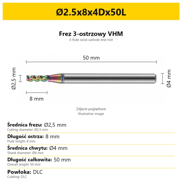 Ø2.5x8x4Dx50L
