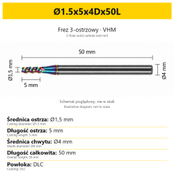 TriMill DLC AL — Ø1.5x5x4Dx50L