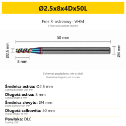 TriMill DLC AL — Ø2.5x8x4Dx50L
